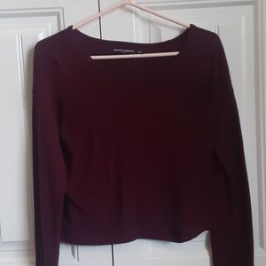 Maroon long sleeve crop t-shirt